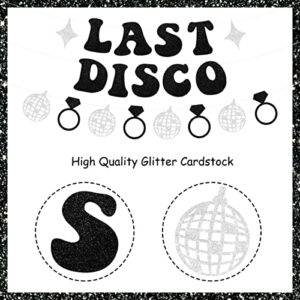 Black Glitter Last Disco Banner Garland for Space Disco Cowgirl Western Bachelorette Party Decorations Supplies