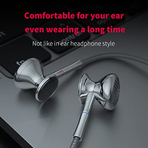 FiiO FF3 Earbuds Headphones Lossless Wired Earphones 1DD Deep Bass Comes with 3.5/4.4mm Plugs High Resolution for Smartphones/PC/Laptop/Tablet(Silver)