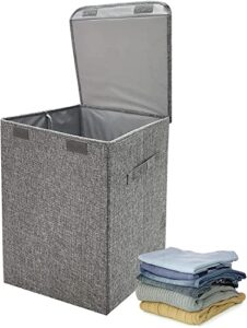 yysg laundry hamper,laundry basket with lid, dirty clothes hamper for bathroom bedroom,saving space laundry hamper with lid.grey 38l