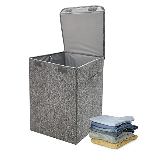 YYSG Laundry hamper,Laundry Basket with Lid, Dirty Clothes Hamper for Bathroom Bedroom,saving space laundry hamper with lid.Grey 38L