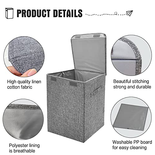 YYSG Laundry hamper,Laundry Basket with Lid, Dirty Clothes Hamper for Bathroom Bedroom,saving space laundry hamper with lid.Grey 38L