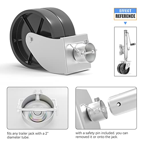E-SDS Trailer Jack Wheel 2000 Lbs, Dual Wheel Jack Caster Wheel Replacement, 6" Swivel Trailer Tongue Jack Wheel with Pin Fits Any Jack, Boat, Hitch Camper Soft Ground Roll