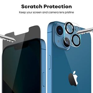 JETech Privacy Screen Protector for iPhone 13 6.1-Inch with Camera Lens Protector (Not for iPhone 13 Pro), Anti-Spy Tempered Glass Film, Easy Installation Tool, 2-Pack Each