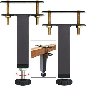 4 pcs metal adjustable height bed frame support leg, steel bed frame or wooden bed center slat support leg, sofa furniture cabinet feet support leg (5.9''-8.6'') (m351504)