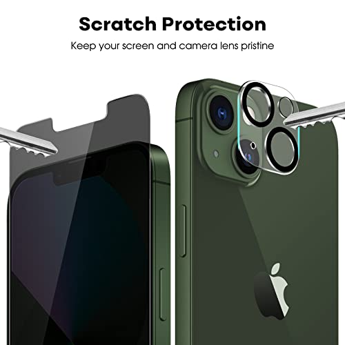 JETech Privacy Screen Protector for iPhone 13 mini 5.4-Inch with Camera Lens Protector, Anti-Spy Tempered Glass Film, Easy Installation Tool, 2-Pack Each