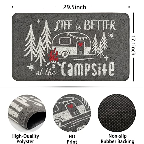 COLORPAPA Camping Rug Happy Camper Door Mat for RV Travel Trailer Outside Inside Camper Decor Welcome Camper Rugs for Front Door, 29.3X17 inch