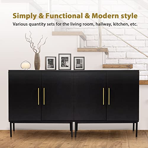 REHOOPEX Black Storage Cabinet, Modern Accent Buffet Cabinet, Free Standing Sideboard and Buffet Storage with Door, Wood Buffet Storage Sideboard for Bedroom, Living Room, Kitchen, Office or Hallway