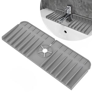 kitchen sink splash guard,silicone faucet mat for kitchen sink，sink draining pad behind faucet ,drip protector for kitchen for kitchen bathroom farmhouse (gray)