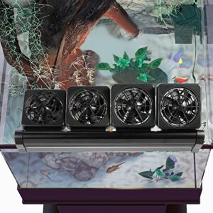 Aquarium Chiller Fish Tank Cooling Fan System for Salt Fresh Water 2 Variable Speed Aquarium Black Aquarium Cooler Fish Tank Cooler Clip on Chiller (4 Fans)