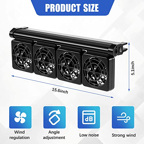 Aquarium Chiller Fish Tank Cooling Fan System for Salt Fresh Water 2 Variable Speed Aquarium Black Aquarium Cooler Fish Tank Cooler Clip on Chiller (4 Fans)