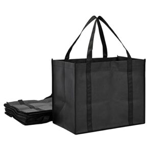 okuna outpost 10 pack black extra large reusable grocery bags with handles for shopping, small business, retail (15.75 x 10 x 13 in)