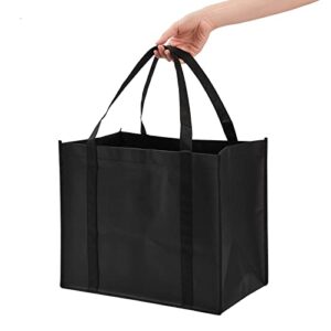 Okuna Outpost 10 Pack Black Extra Large Reusable Grocery Bags with Handles for Shopping, Small Business, Retail (15.75 x 10 x 13 In)