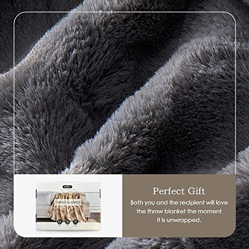Krifey Oversized Minky Blanket, Super Soft Fluffy Luxury Throw Blanket Comfy Faux Fur Bed Throw Gray 60" x 80"