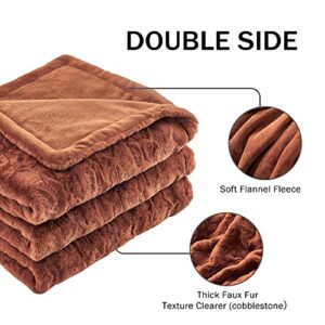 Krifey Throw Blanket, Super Soft Fluffy Luxury Minky Blanket Warm Comfy Faux Fur Bed Throw Camel 50" x 60"