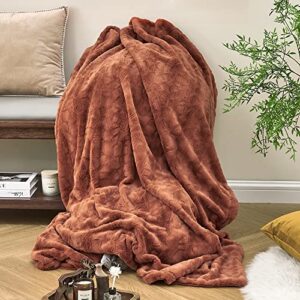 Krifey Throw Blanket, Super Soft Fluffy Luxury Minky Blanket Warm Comfy Faux Fur Bed Throw Camel 50" x 60"