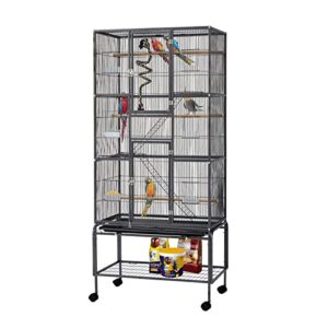 kinbor bird cage with stand 69 inch wrought iron large bird cage with climbing rope for mid-sized parrots lovebird cockatiel doves and other small to medium parrots