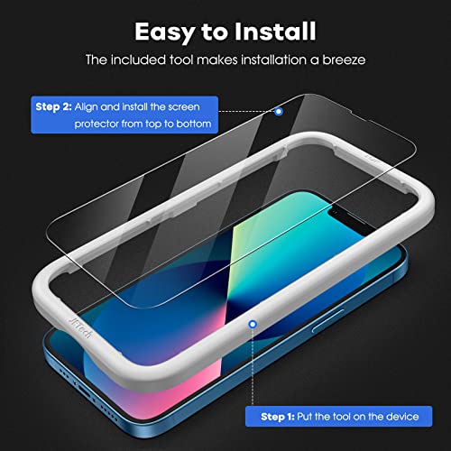 JETech Full Coverage Screen Protector for iPhone 13/13 Pro 6.1-Inch, Tempered Glass Film with Easy Installation Tool, Case-Friendly, HD Clear, 3-Pack