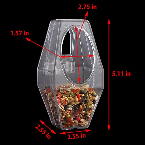 Small Bird Feeder No Mess Cage Hanging Feeder Cup Plastic Seed Food Box for Cockatiel Lovebird Parakeet Budgies Quail