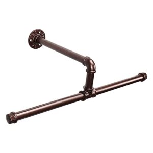 jeasor industrial pipe clothes rack floating diy wall mounted, heavy duty rustic vintage clothing rod, metal garment bar space-saving hanging for bedroom, bathroom and laundry room (bronze)
