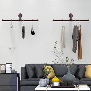 Jeasor Industrial Pipe Clothes Rack Floating DIY Wall Mounted, Heavy Duty Rustic Vintage Clothing Rod, Metal Garment Bar Space-Saving Hanging for Bedroom, Bathroom and Laundry Room (Bronze)