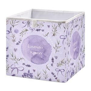 kigai lavender purple flowers cube storage bins - 11x11x11 in large foldable cubes organizer storage basket for home office, nursery, shelf, closet