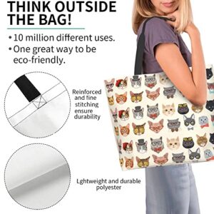 bositigo Funny Cat Tote Bag for Women,Cute Cat Gifts for Cat Lovers,Kitty Print Shoulder Reusable Shopping Handbags Casual Travel Eco-friendly Waterproof Summer Beach Grocery Tote Bag Holiday Gifts