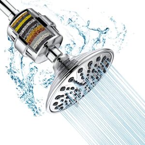 6 mode shower head filter for hard water, high pressure shower head with 20 stage shower filters to remove chlorine and fluoride