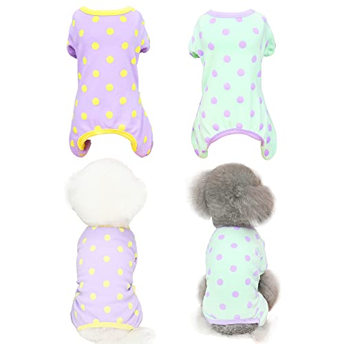 2 Pieces Dog Pajamas Dot Patterns for Puppy Clothes Holiday Festival Party Dogs Costumes Doggie Shirts Cat Outfits Dog Sweatshirt for Small Dogs Cats Boy Girl Clothes