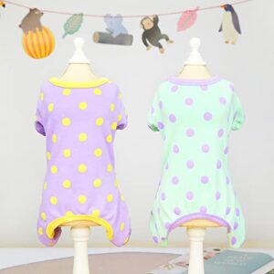 2 Pieces Dog Pajamas Dot Patterns for Puppy Clothes Holiday Festival Party Dogs Costumes Doggie Shirts Cat Outfits Dog Sweatshirt for Small Dogs Cats Boy Girl Clothes