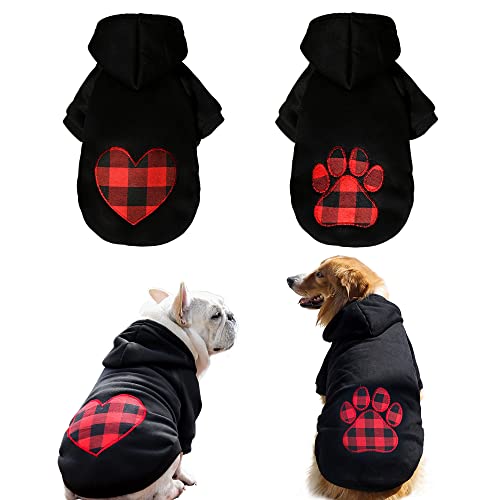 2 Pieces Dog Hoodie Love Foot Prints for Dog Clothes Holiday Festival Dog Dresses Puppy Hoodies Party Costumes Doggie Coat Cat Outfits Dog Sweatshirt for Small Dogs Cats Boy Girl Puppy Clothes