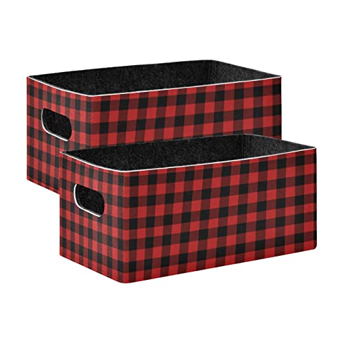 Plaid Dark Storage Basket Felt Storage Bin Collapsible Shelves Basket Convenient Box Organizer for Clothes Towels Magazine