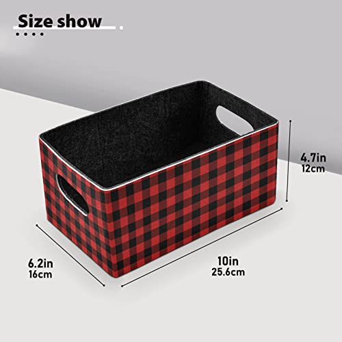 Plaid Dark Storage Basket Felt Storage Bin Collapsible Shelves Basket Convenient Box Organizer for Clothes Towels Magazine