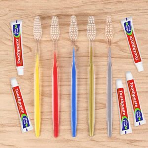 skourvut Disposable Toothbrushes with Toothpaste Individually Wrapped 5 Colors Bulk Toothbrush and Toothpaste 10g for Homeless,Shelter,Air Bnb/Hotel/Guest Apartment (30)