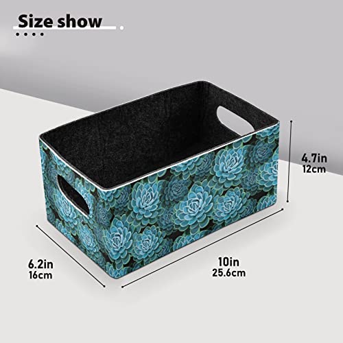 Succulents Storage Basket Felt Storage Bin Collapsible Storage Box Cloth Baskets Containers Organizer for Kids Bedroom Magazine