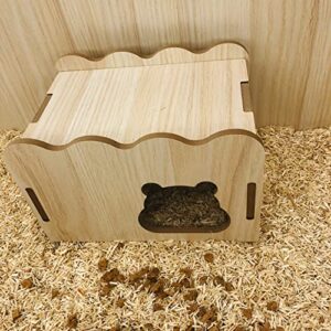 Hamster House, Wood Hide Home for Hamsters, Rat, Gerbils, Syrian, Small Animals Hideout Habitat Hut, Wooden Pet Hideaway Toys, Indoor Cage Accessories