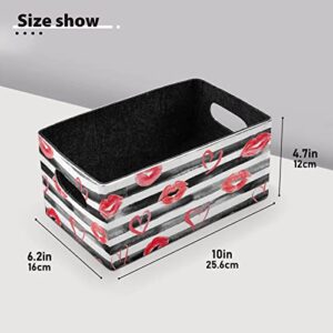 Black White Striped Storage Basket Felt Storage Bin Collapsible Shelves Basket Empty Gift Baskets Organizer for Pet Supplies Magazine