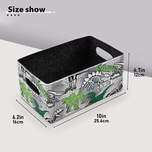 Dinosaur Skeleton Storage Basket Felt Storage Bin Collapsible Towel Storage Empty Gift Baskets Organizer for Kids Bedroom Magazine