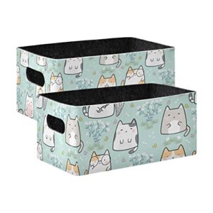kawaii cute cat storage basket felt storage bin collapsible towel storage convenient box organizer for pet supplies magazine
