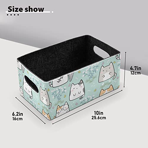 Kawaii Cute Cat Storage Basket Felt Storage Bin Collapsible Towel Storage Convenient Box Organizer for Pet Supplies Magazine