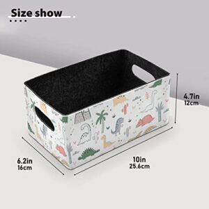 Dinosaurs Palm Trees Storage Basket Felt Storage Bin Collapsible Toy Boxs Foldable Felt Cube Organizer for Kids Bedroom Magazine