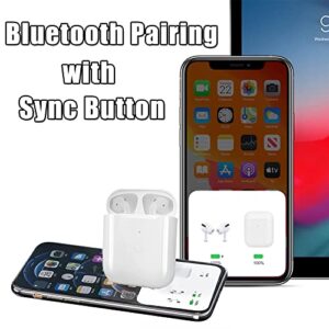 Wireless Charging Case Earbuds 2nd Generation Replacement for Pro with Bluetooth Pairing Sync Button,Support Wired & Wireless Charging - White