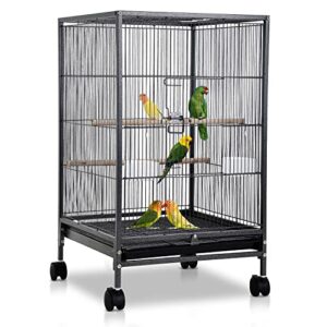 bird cage with stand wrought iron large 35/53-inch flight cage for parakeets cockatiels lovebirds macaw conure birdcages with wheels