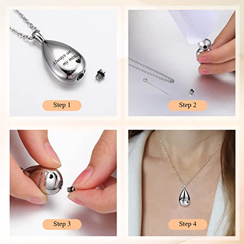 Kigeli 3 Pieces Urn Necklaces for Ashes Memorial Cremation Ashes Urn Pendant Necklace Cremation Jewelry for Ashes Urn Necklace for Ashes for Women Men