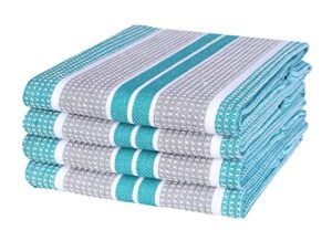 waffle stripe kitchen towel 18x28inch teal mercury,100% cotton, quick dry, tea towels, bar towels, highly absorbent, cleaning towels, kitchen tea towels, pure cotton, absorbent dish cloth set of 4