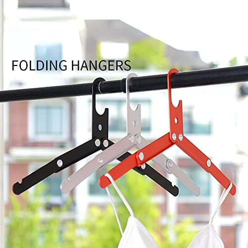 hoodiess Outdoor Folding Clothes Hanger, Ultra Light Aluminum Alloy Folding Clothes Hanger, Travel Multifunctional Portable Three fold Magic Clothes Hanger SilverFoldingHangers