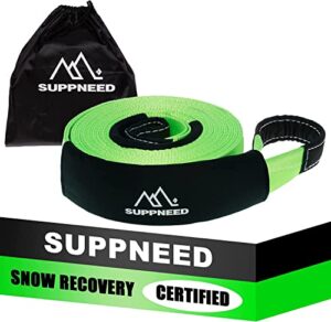 suppneed recovery tow strap 3" x20ft, lab tested 33750lbs break strength, heavey duty tow strap with loop - bonus storage bag, suitable for emergency off-road jeep vehicles and trucks atv utv
