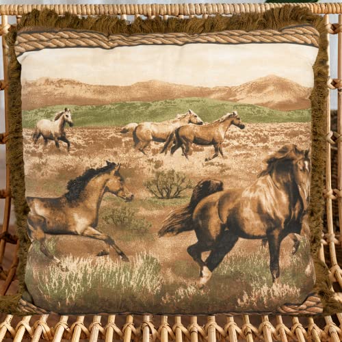 VISI-ONE Blue Ridge Trading Running Wild Horse Decorative Hunting Square Throw Pillow, 20" x 20" Inches, Brown