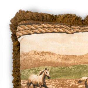 VISI-ONE Blue Ridge Trading Running Wild Horse Decorative Hunting Square Throw Pillow, 20" x 20" Inches, Brown