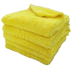 cheyuan microfiber towels for cars，car drying wash detailing buffing polishing towel with plush edgeless microfiber cloth for cars polishing washing and detailing (15.7x15.7 in. pack of 5)