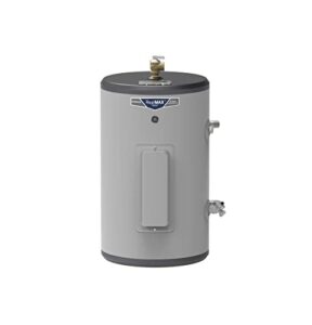 ge appliances point of use water heater | electric water heater with adjustable thermostat & drain valve | 10 gallon | 120 volt | stainless steel, gray (ge10p08bar)